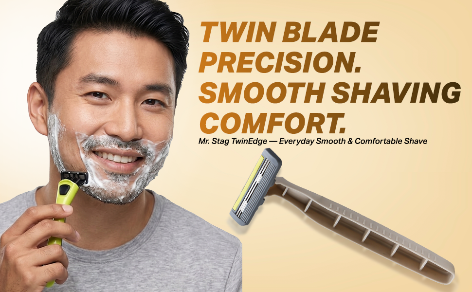 Mr. Stag TwinEdge Sweden Stainless Steel Blade Disposable Razors (Pack of 2) detail